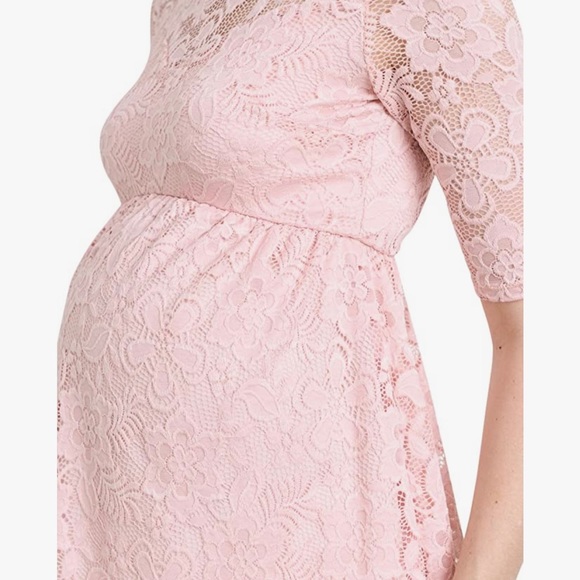 HELLO MIZ Lace Draped Empire Waist Maternity Top, Size Medium - Picture 3 of 14